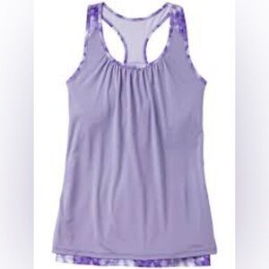 ATHLETA Gray Wisteria Purple Racerback Tank Double Layer side ruching‎ Medium